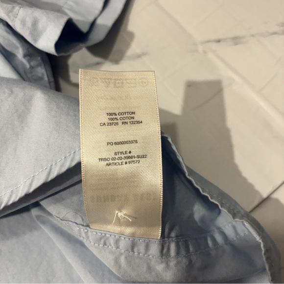 Sunday Best Aritzia Small Light Blue Cropped Button Down Shirt Short Sleeve Top - Picture 11 of 13